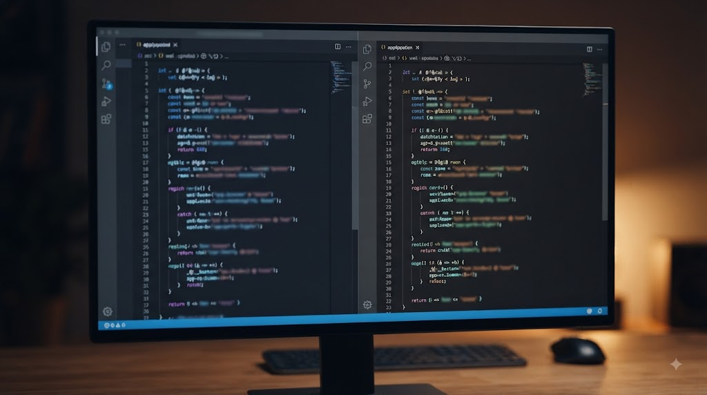 Split view of configuration files generated for different AI coding editors from a single CLI command